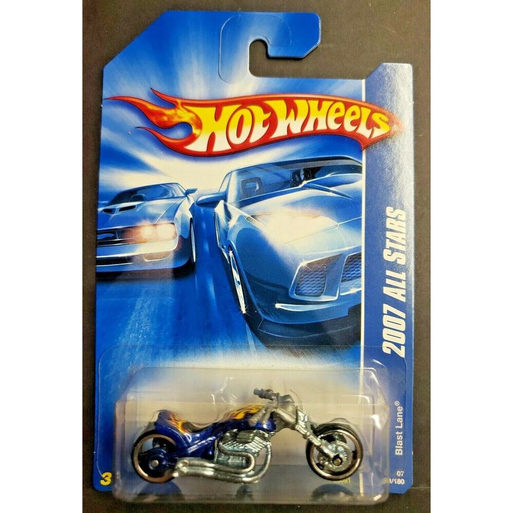 2007 Hot Wheels All Stars Blast Lane Blue Motorcycle HW9